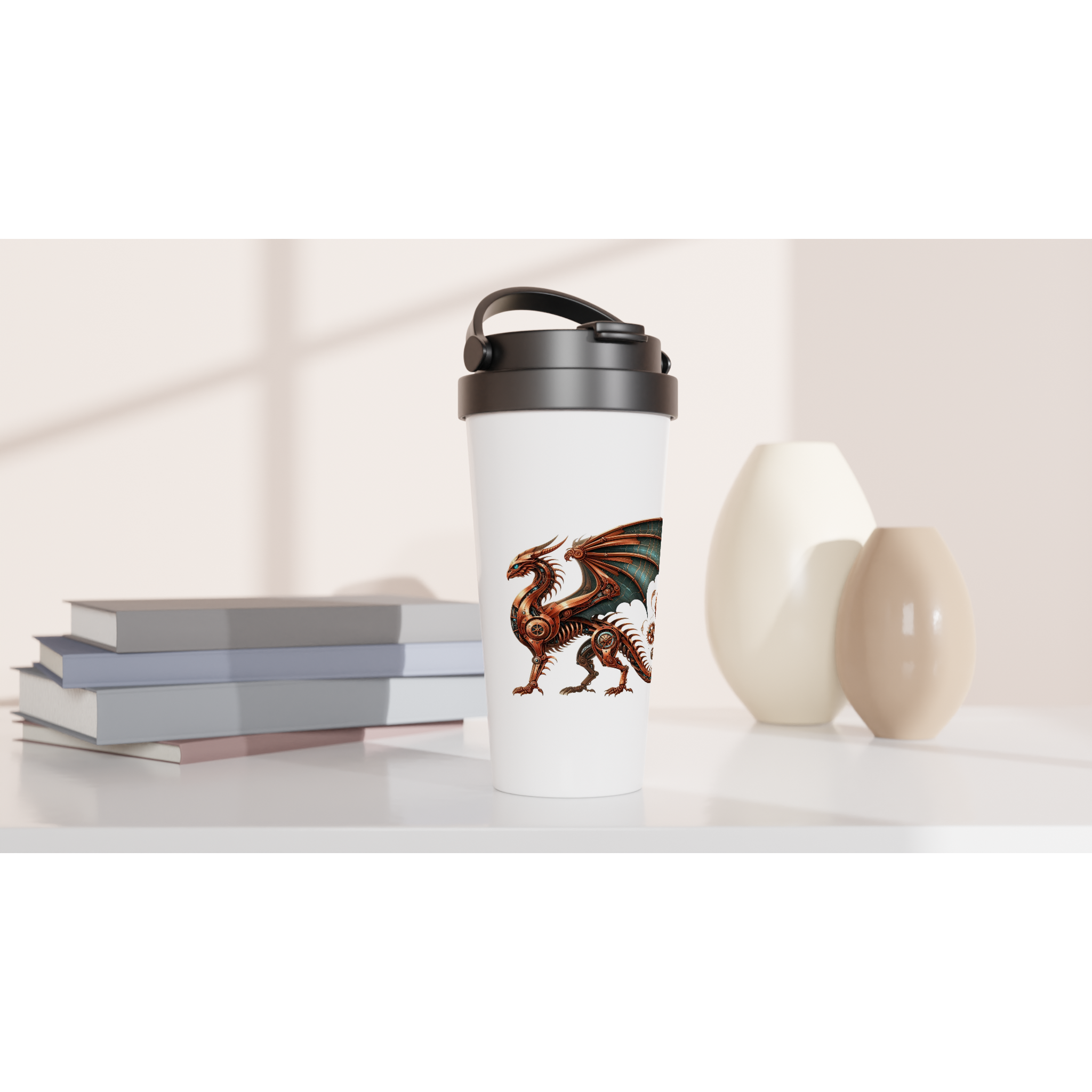 White 15oz Stainless Steel Travel Mug